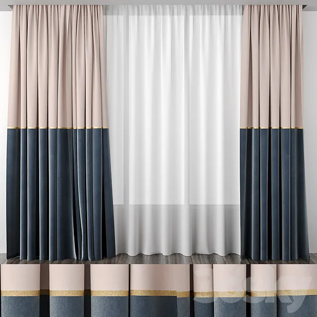 Curtains baked milk and gray-blue 50_50 3DSMax File
