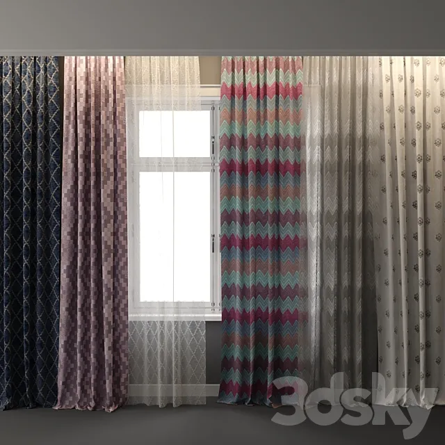 Curtains For interiors with a window – 2 3ds Max