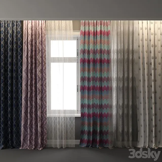 Curtains For interiors with a window – 2 3dsMax Model