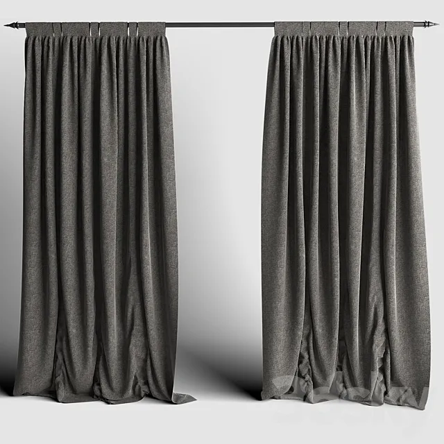 Curtains gray 3ds Max