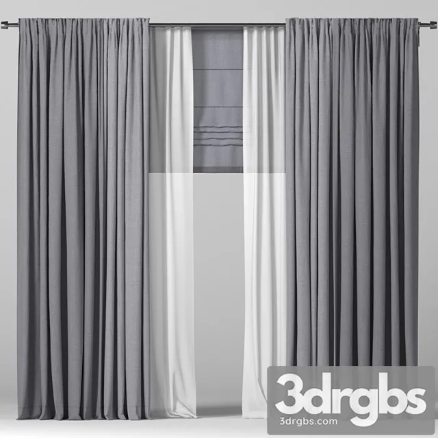 Curtains in two colors + roman blind. 3dsmax Download