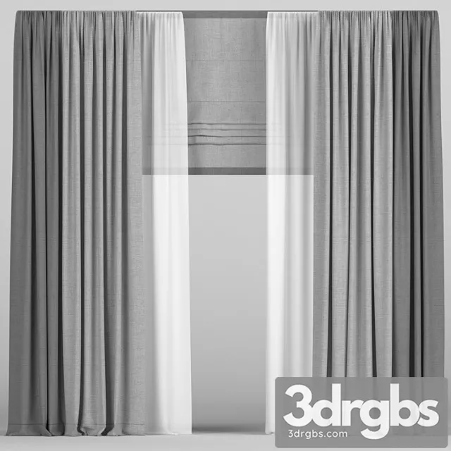 Curtains in two colors with roman 3dsmax Download