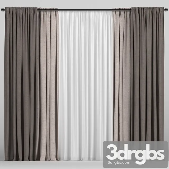 Curtains In Two Colors With Tulle 19 3dsmax Download