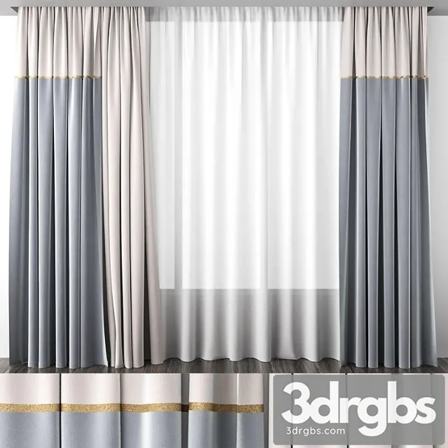 Curtains ivory and blue-gray