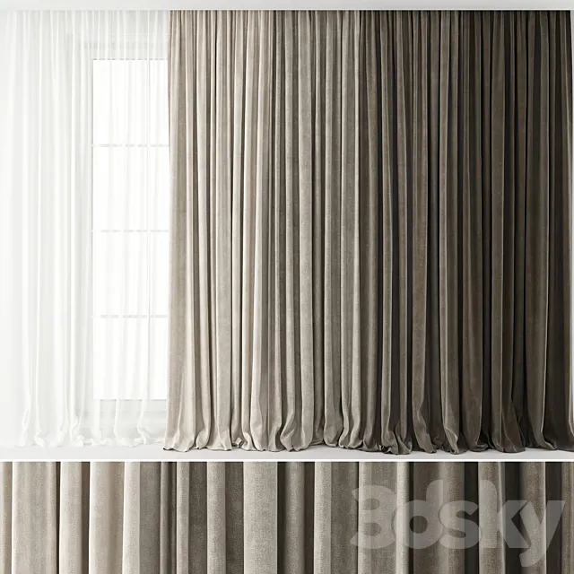 Curtains Long set 01 3DS Max Model