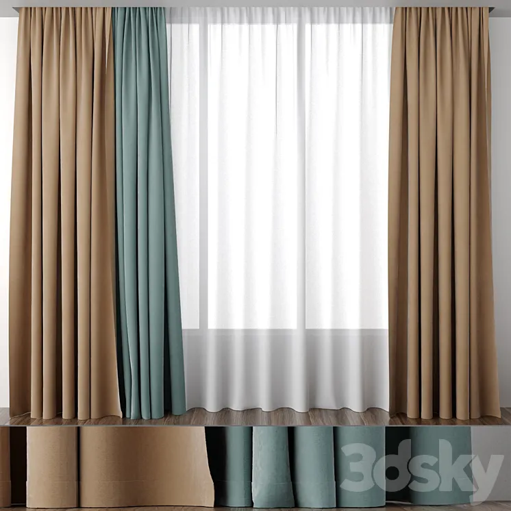 Curtains ocher and mint 3DS Max