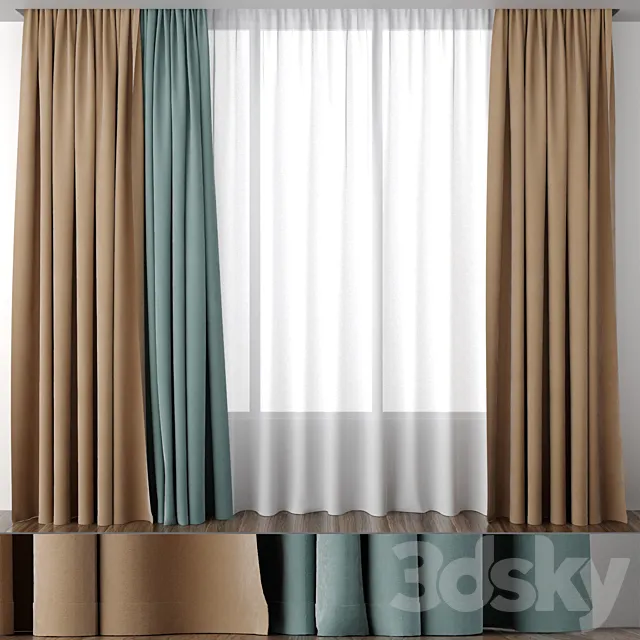 Curtains ocher and mint 3DSMax File
