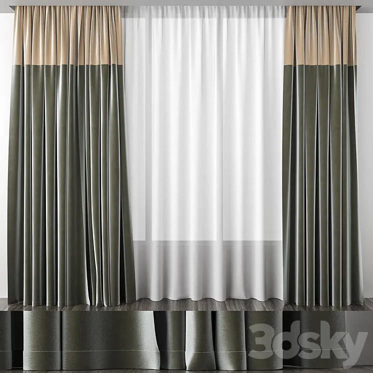 Curtains olive 50\/50 3DS Max