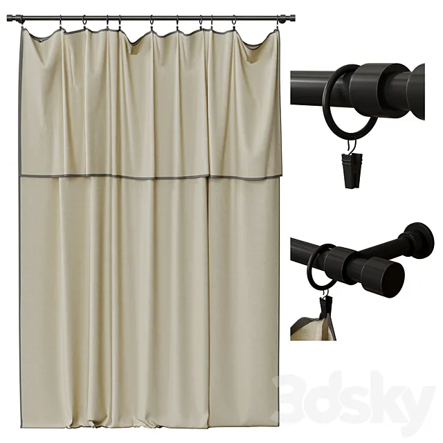 Curtains on clothespins 3ds Max