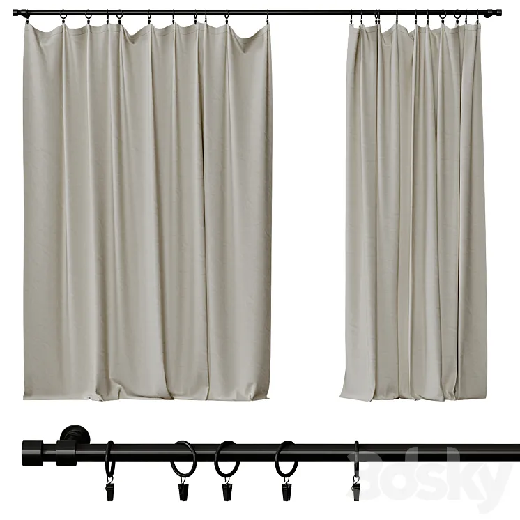 Curtains on clothespins 3DS Max Model