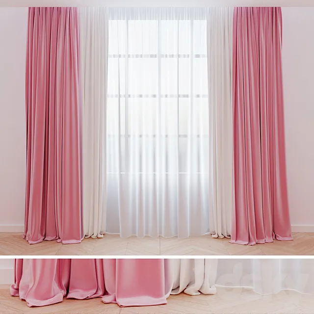 Curtains pink | Pink velvet curtains 3DS Max Model