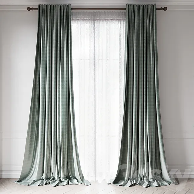 curtains RH _ THAI SILK TONAL STRIPE 3ds Max