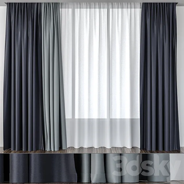 Curtains the evening sky BlackOut 3ds Max