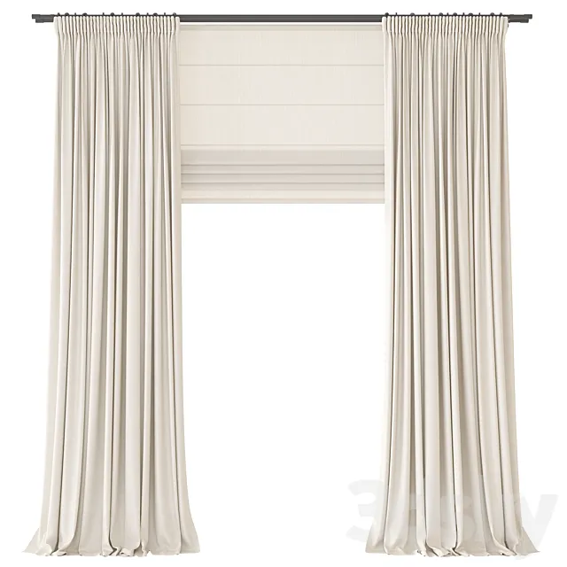 Curtains. Thick light flax 3ds Max