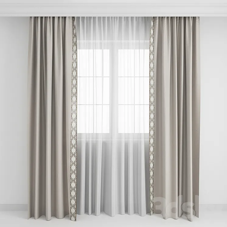 Curtains with a border1 3DS Max