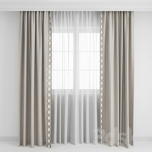 Curtains with a border1 3DSMax File