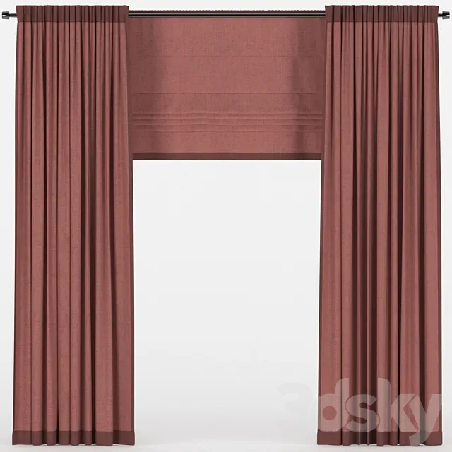 Curtains with a Roman curtain 3DS Max Model