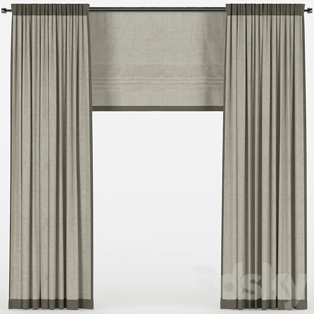 Curtains with a Roman curtain. 3ds Max