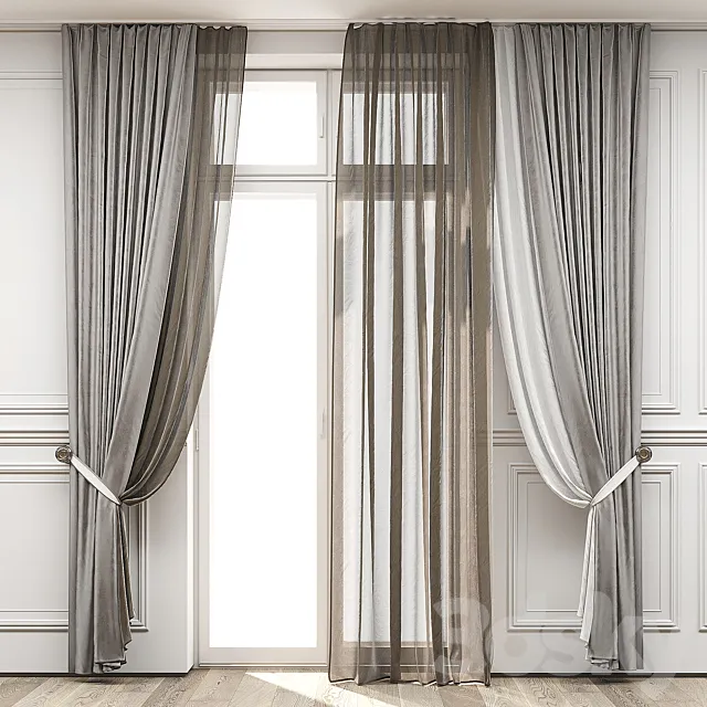 Curtains with balcony doors 512 3DS Max Model