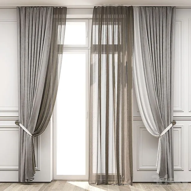 Curtains with balcony doors 512 3dsMax Model