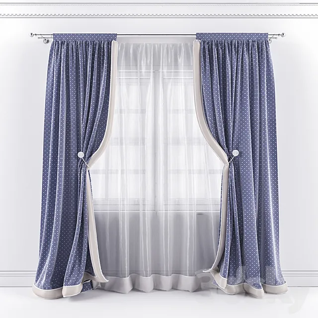 Curtains with clips. 3ds Max