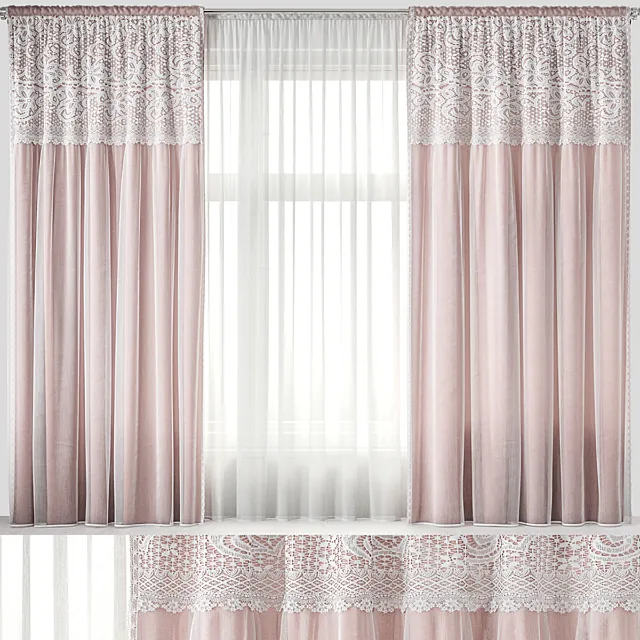 Curtains with lace 3DS Max Model