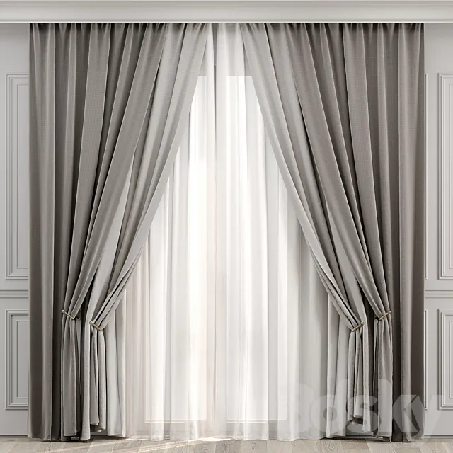 Curtains with moldings 527C 3ds Max