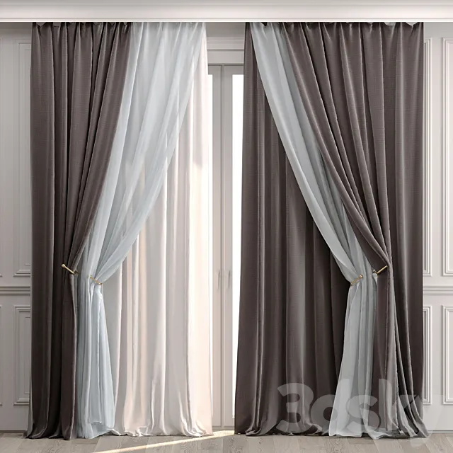 Curtains with moldings 532C 3DS Max Model