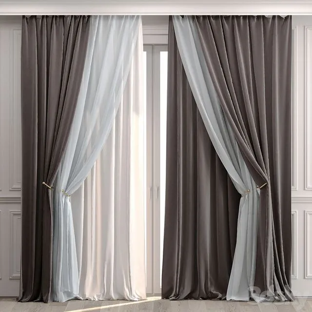 Curtains with moldings 532C 3dsMax Model