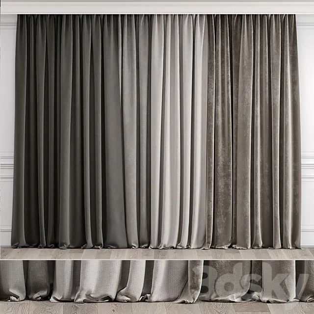 Curtains with moldings 538C 3ds Max