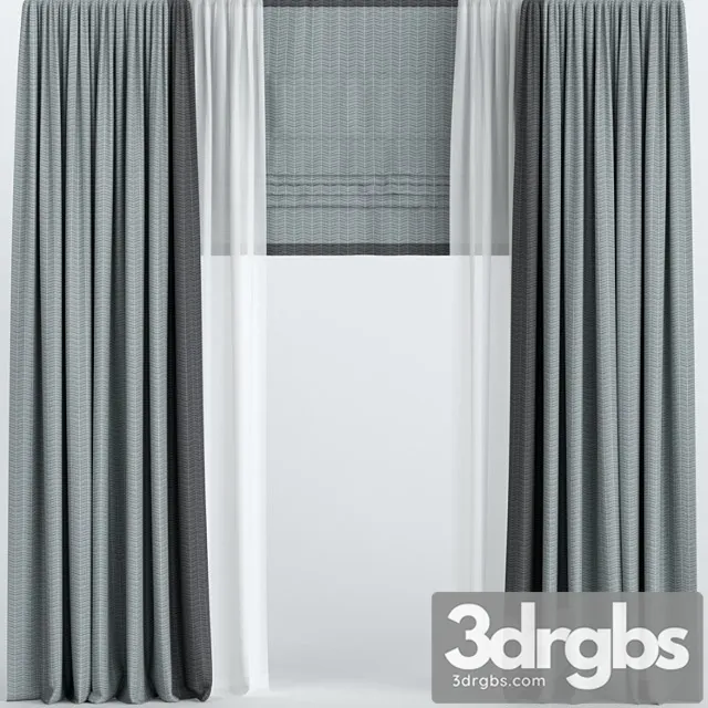Curtains with roman and tulle. 3dsmax Download