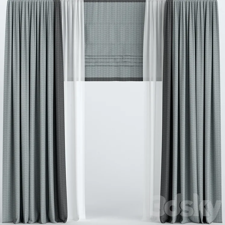 Curtains with Roman and tulle. 3DS Max