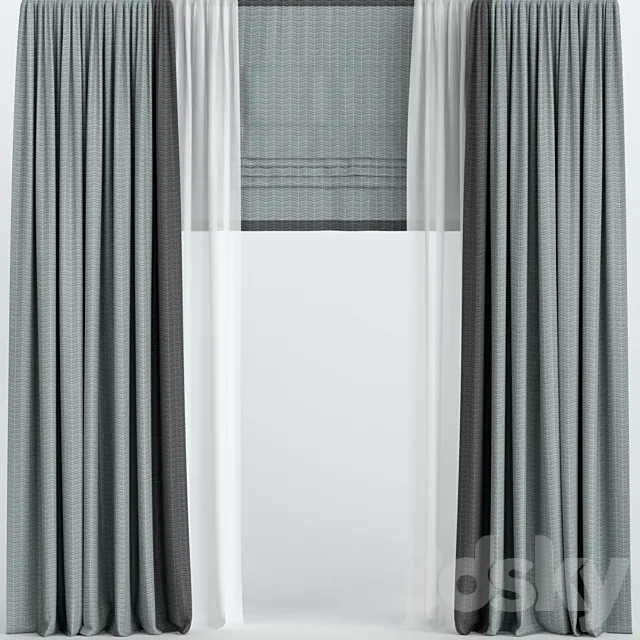 Curtains with Roman and tulle. 3DSMax File