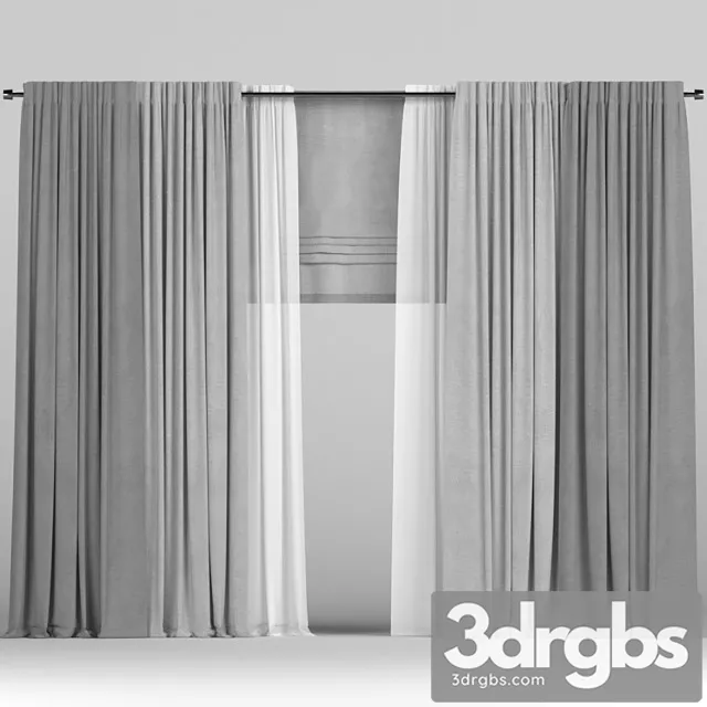 Curtains with roman and tulle_2 3dsmax Download