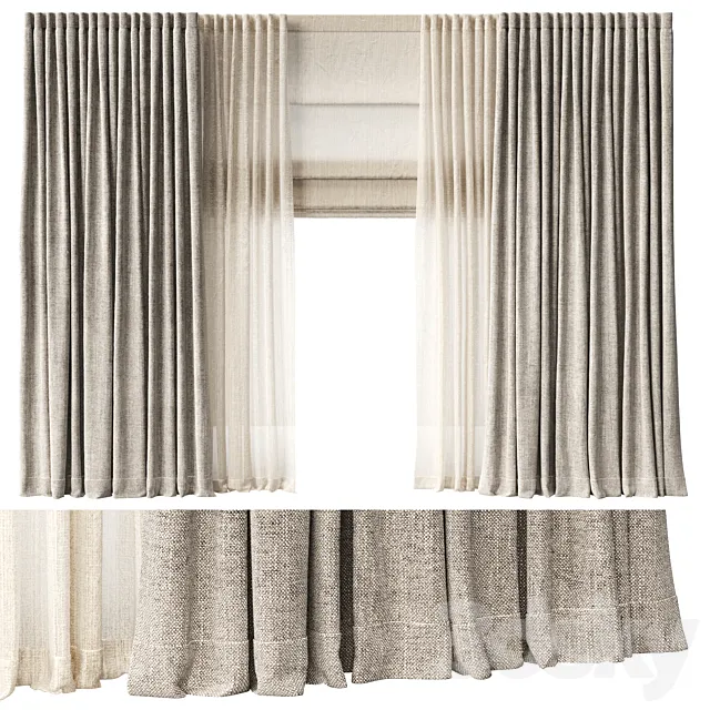 Curtains with Roman blinds 3ds Max