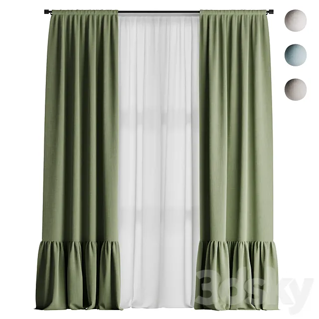 Curtains with ruffles for the nursery 3dsMax Model