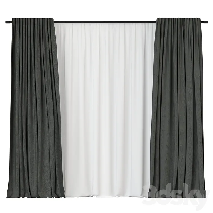 Curtains with tulle 3DS Max