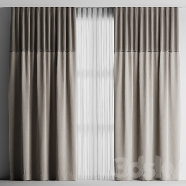 Curtains with tulle 3ds Max