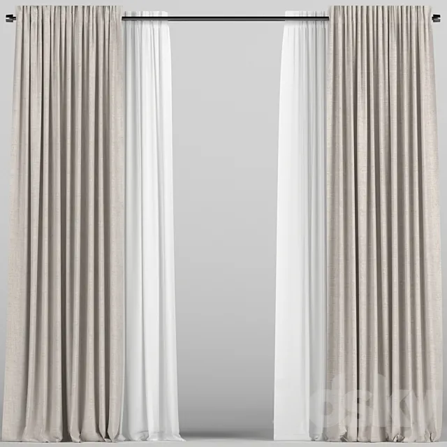 Curtains with tulle. 3ds Max