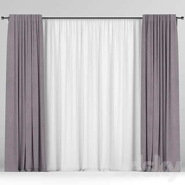 Curtains with tulle 3ds Max