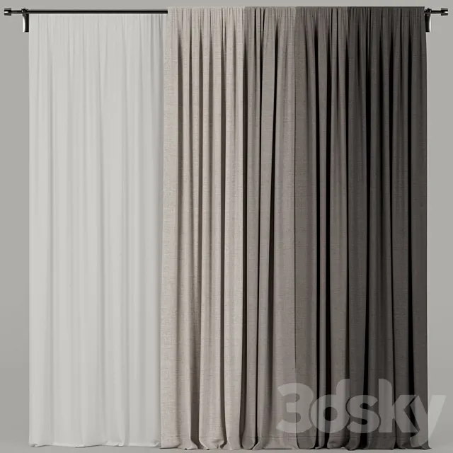 Curtains with tulle 3ds Max