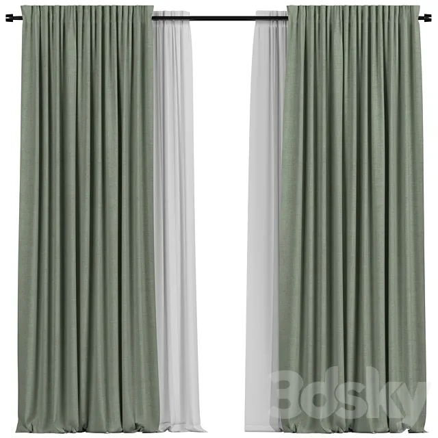 Curtains with tulle 3ds Max