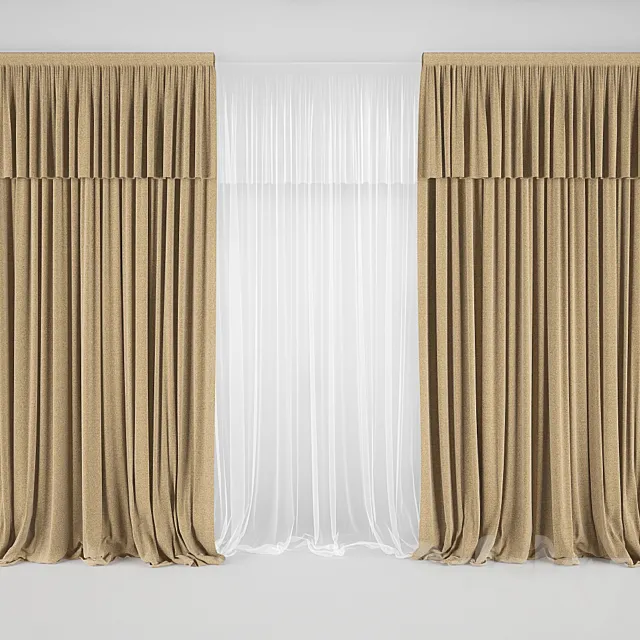 Curtains with tulle 3ds Max