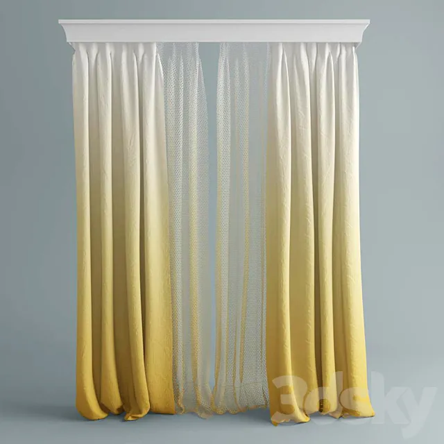 Curtains with tulle 3ds Max