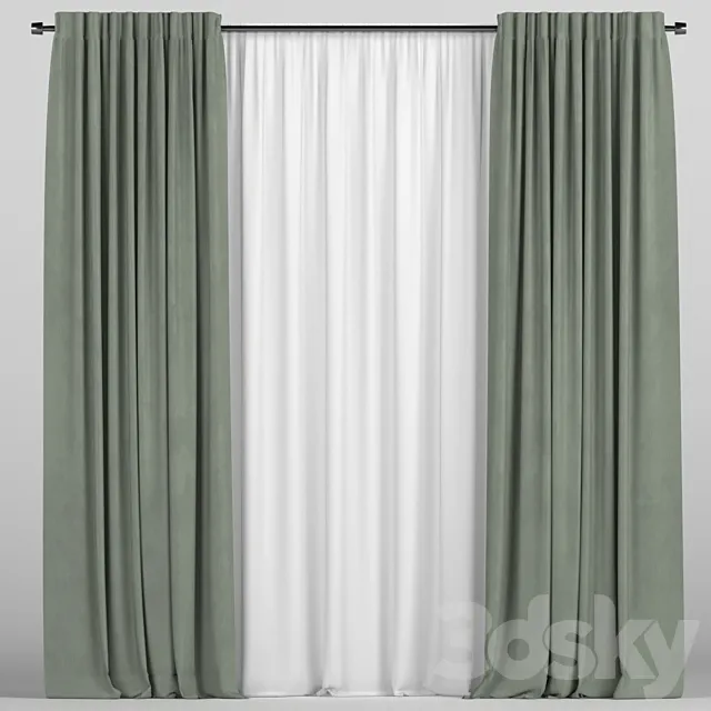 Curtains with tulle 3DS Max Model