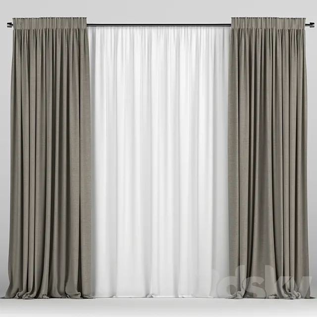 Curtains with tulle 3DS Max Model