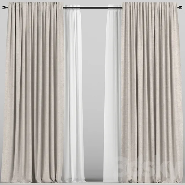 Curtains with tulle. 3DS Max Model