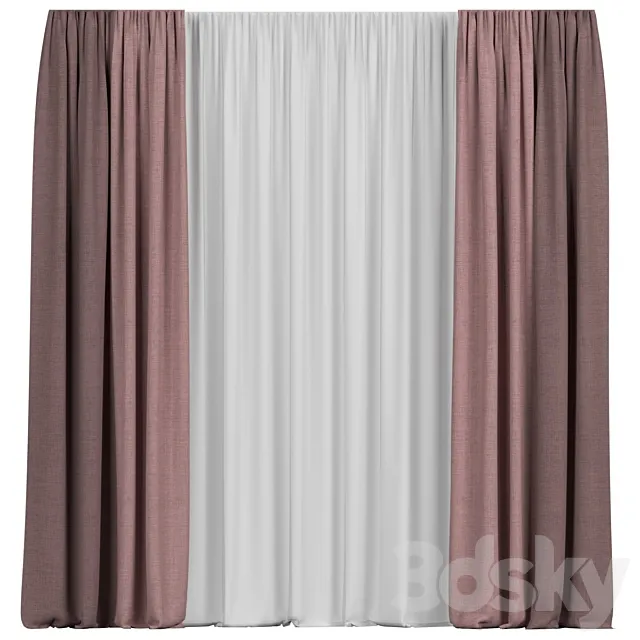 Curtains with tulle 3DS Max Model