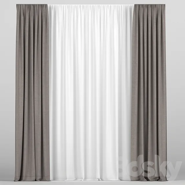 Curtains with tulle 3DS Max Model