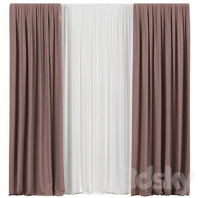 Curtains with tulle 3DS Max Model